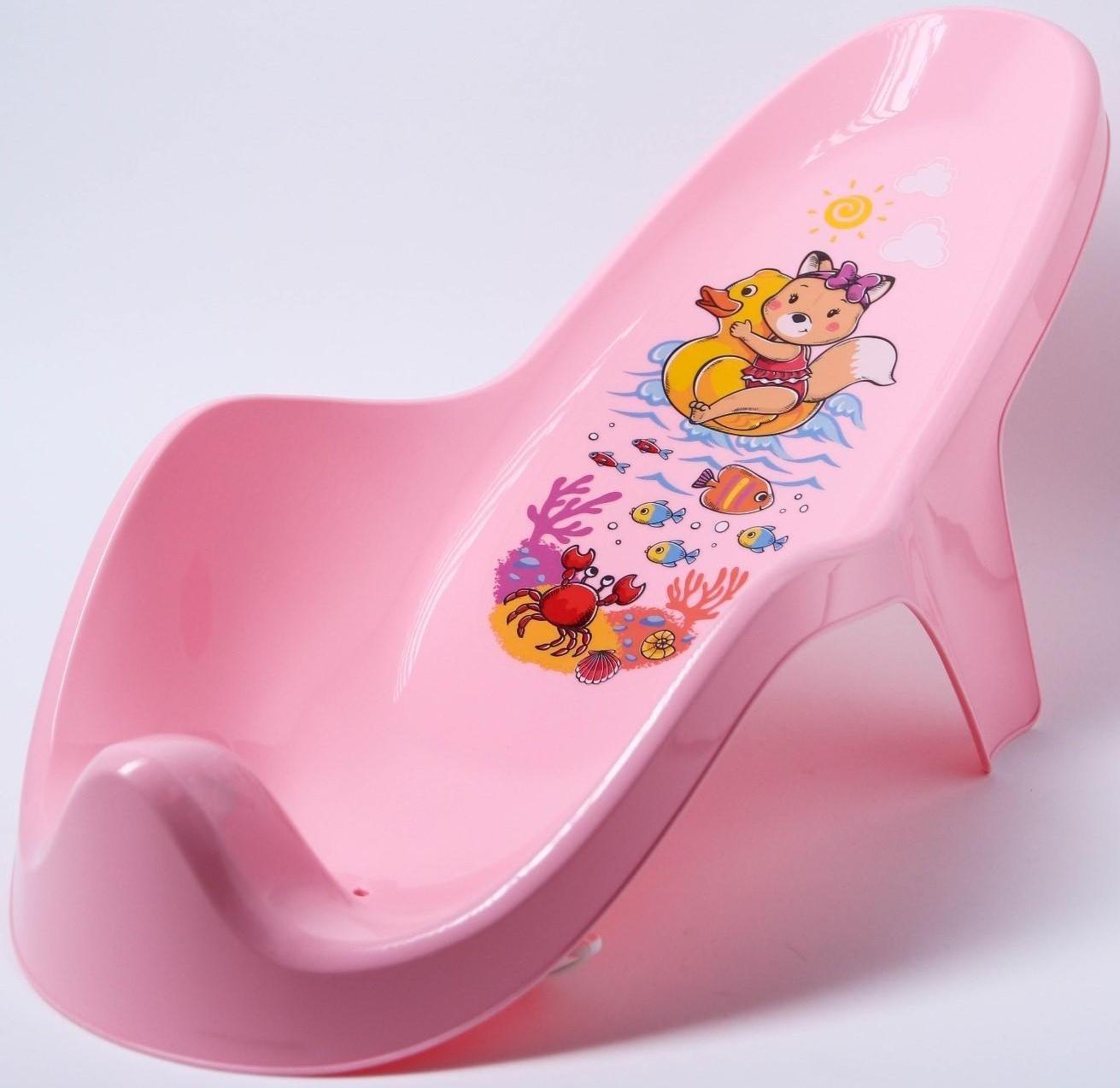 Горка для купания с декором, цвет светло-розовый, рисунок МИКС