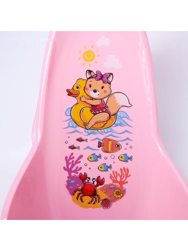 Горка для купания с декором, цвет светло-розовый, рисунок МИКС