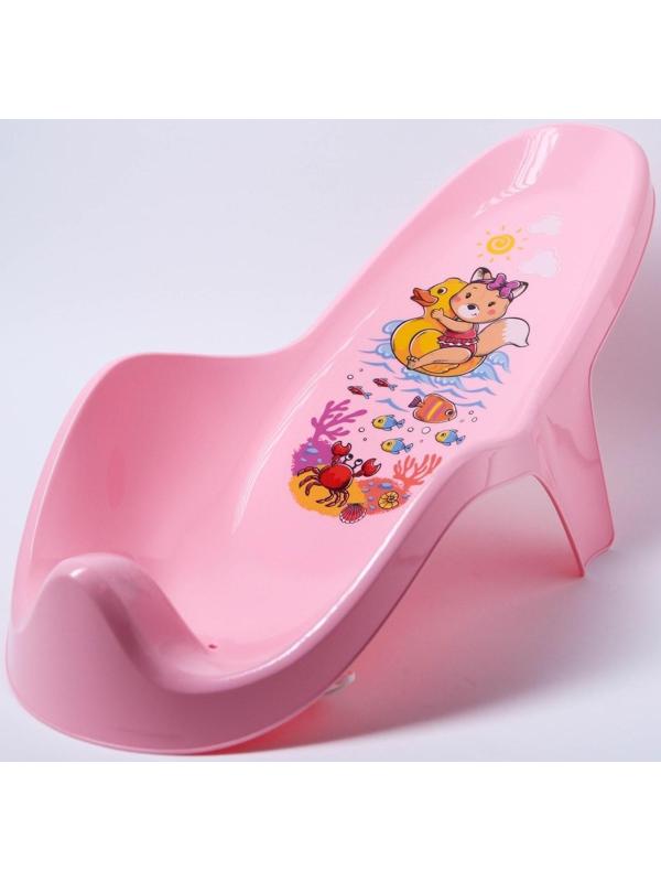 Горка для купания с декором, цвет светло-розовый, рисунок МИКС