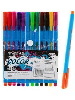 Набор ручек шариковых 12 цветов, корпус треугольный, блистер