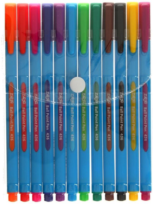 Набор ручек шариковых 12 цветов, корпус треугольный, блистер