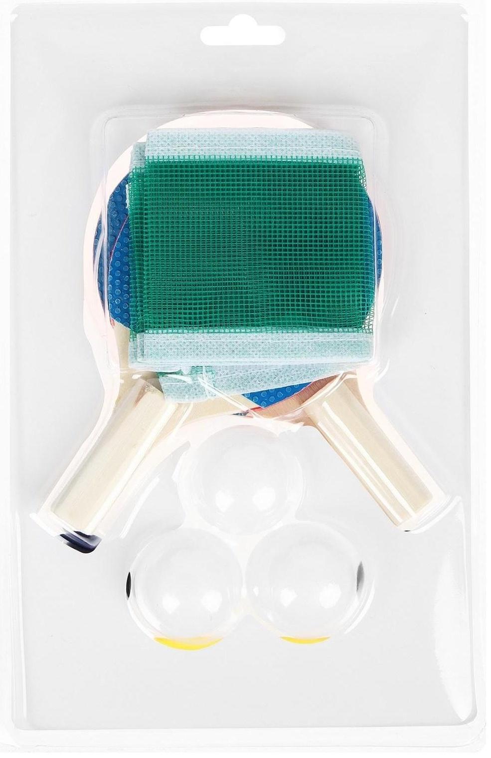 Набор для настольного тенниса, детский, 2 ракетки, 3 мячика, сетка, присоски 2 шт.,штатив 2 шт.