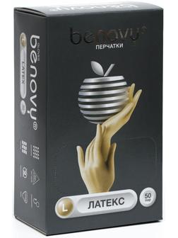 Медицинские перчатки Benovy L, латексные, опудренные, гладкие