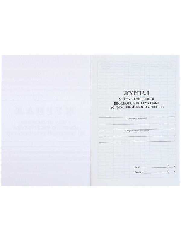 Журнал учёта проведения вводного инструктажа по пожарной безопасности А4, 12 листов, обложка офсет 160 г/м²