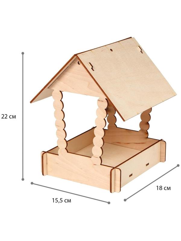 Kopмушка для птиц «Домик с брёвнами», 15,5 × 18 × 22 см