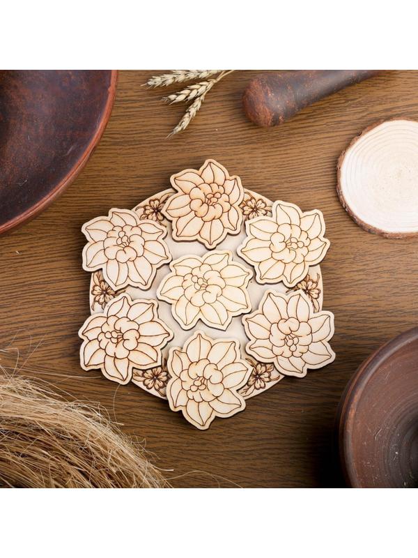 Подставка под горячее «Цветы», D=20 см, можжевельник