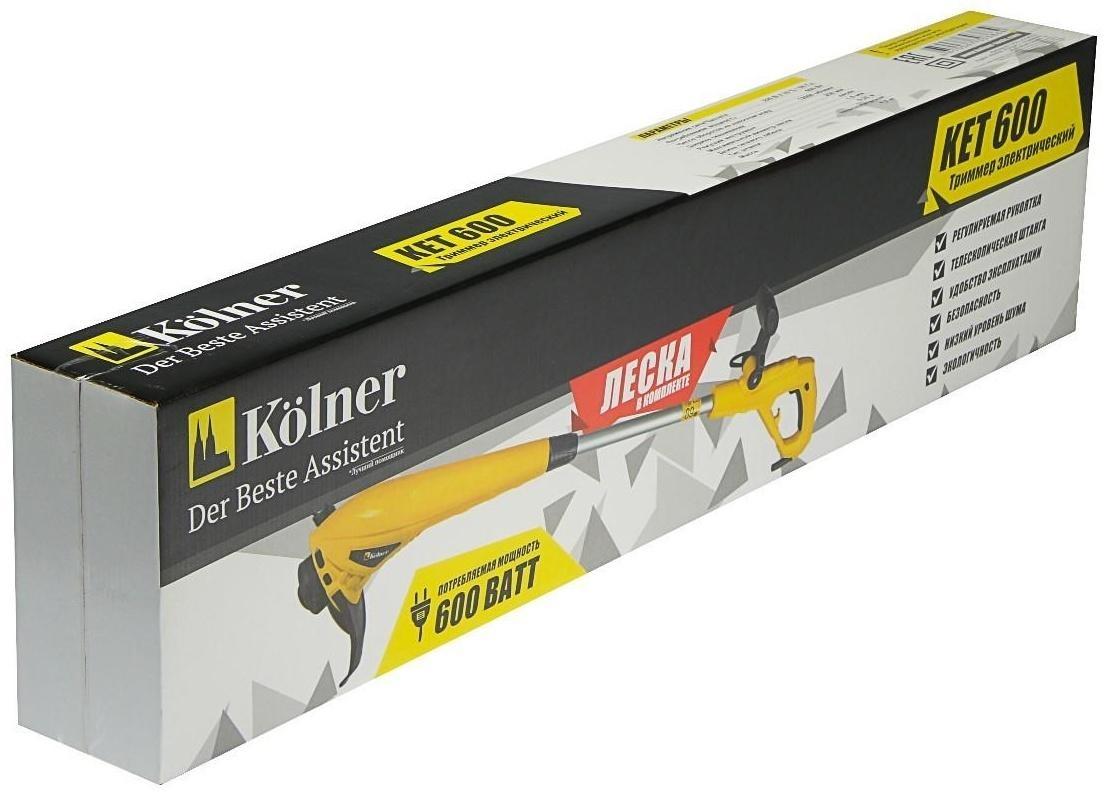Триммер Kolner KET 600, 600 Вт, 12000 об/мин, ширина скоса 250 мм, леска 1.2 мм