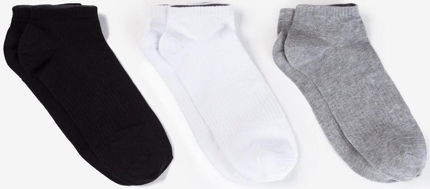 Набор мужских носков 3 пары, цвет белый, чёрный, серый меланж, размер 27-29