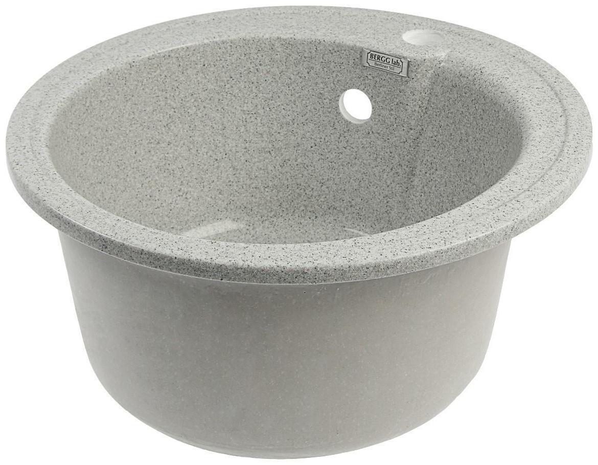 Мойка кухонная из камня MARRBAXX Венди Z4Q10, d=435 мм, глянцевая, светло-серая