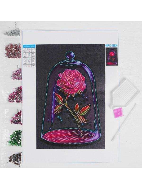 Алмазная мозаика с частичным заполнением «Сказочный цветок» 20х30 см на холсте