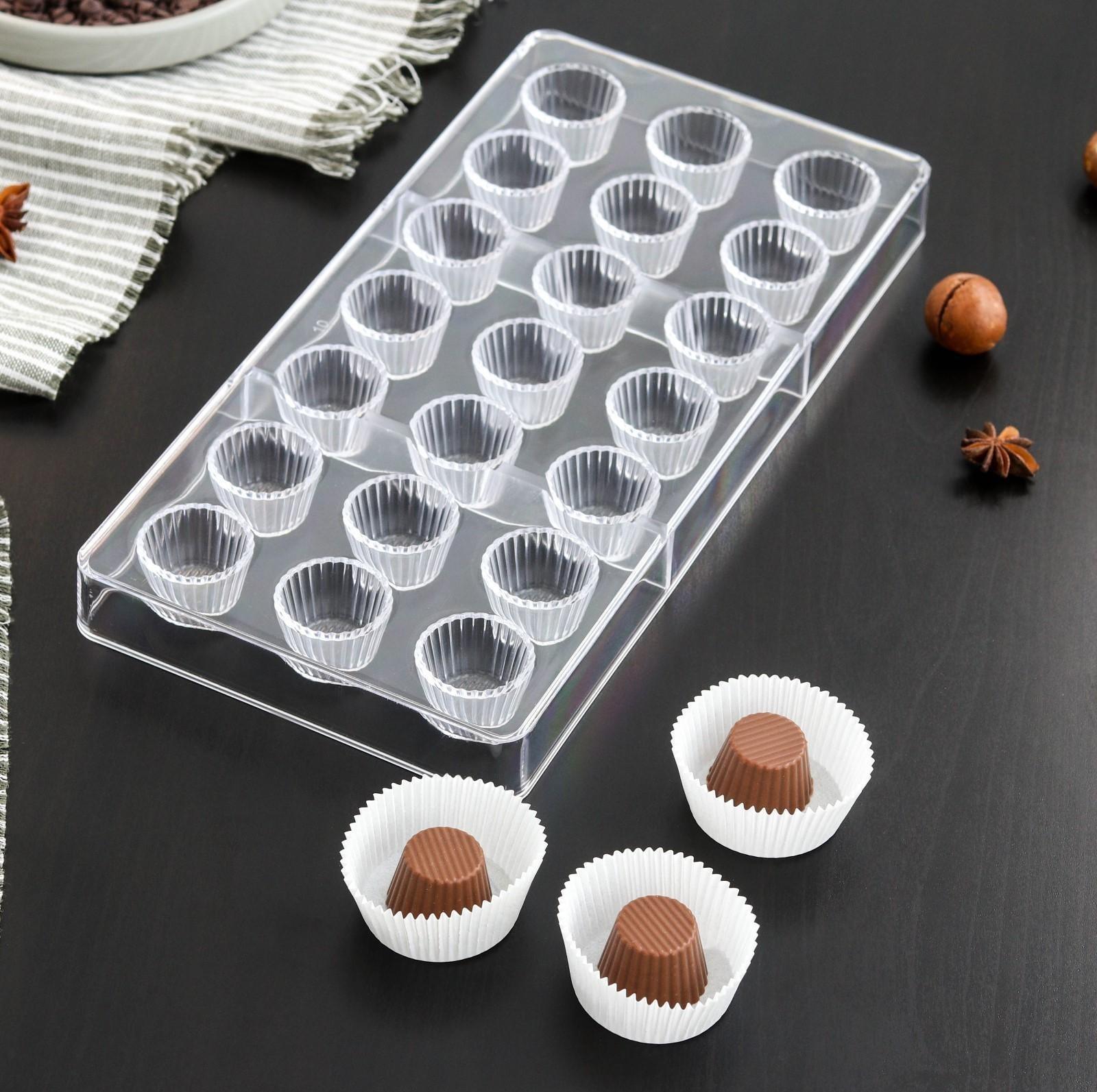 Форма для шоколада и конфет KONFINETTA «Конфетти», 27,5×13,5 см, 21 ячейка, цвет прозрачный