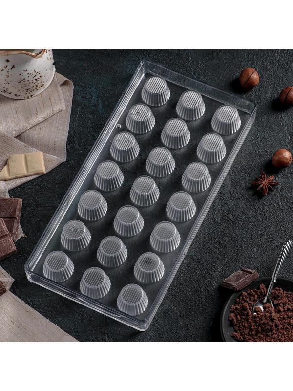 Форма для шоколада и конфет KONFINETTA «Конфетти», 27,5×13,5 см, 21 ячейка, цвет прозрачный