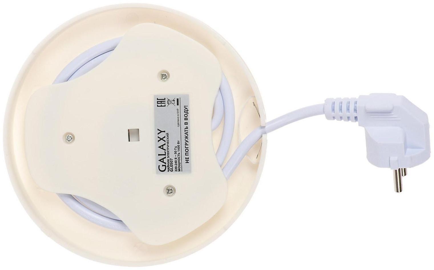 Чайник электрический Galaxy GL 0507, керамика, 1.8 л, 1400 Вт, автоотключение, белый