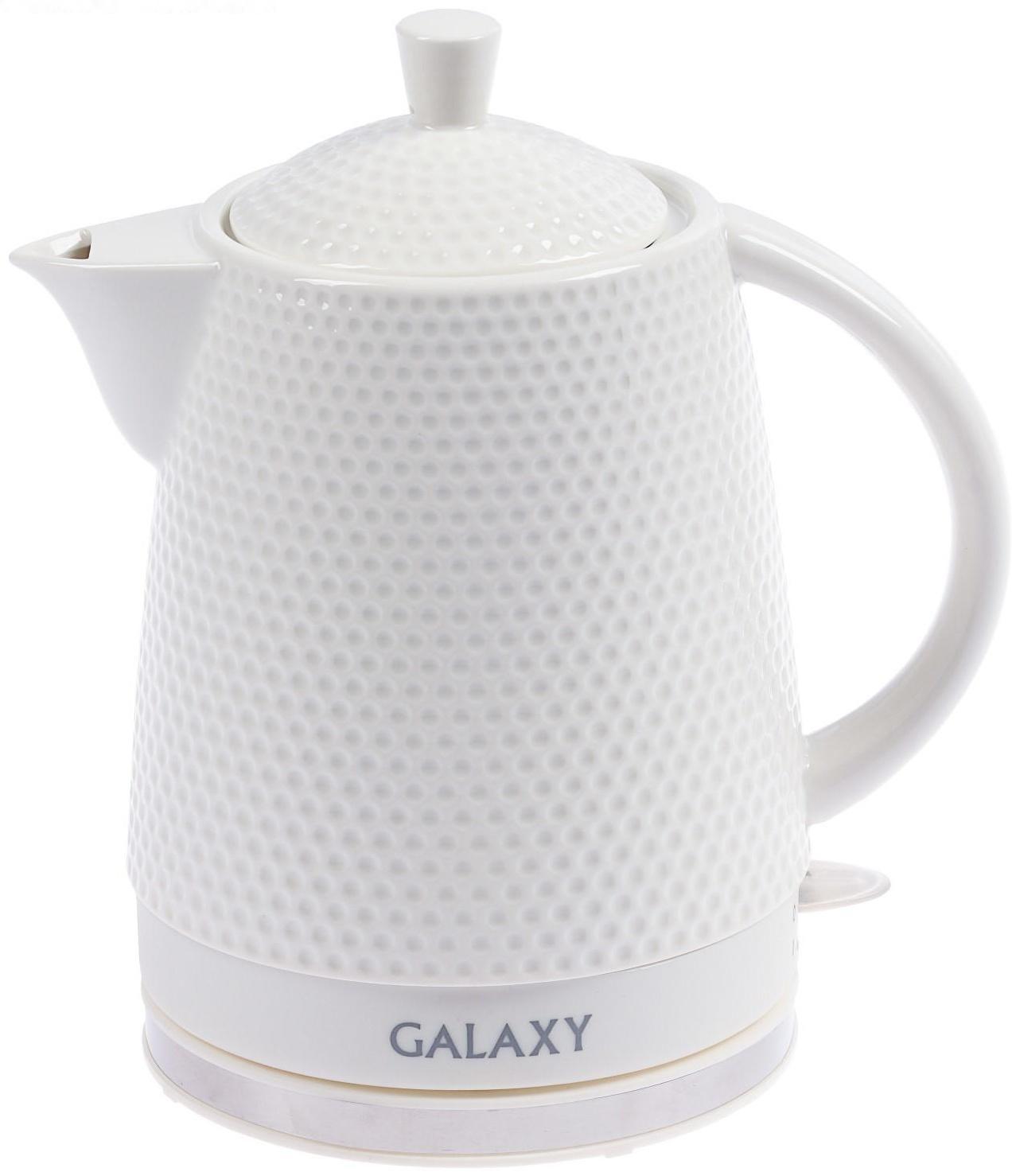 Чайник электрический Galaxy GL 0507, керамика, 1.8 л, 1400 Вт, автоотключение, белый