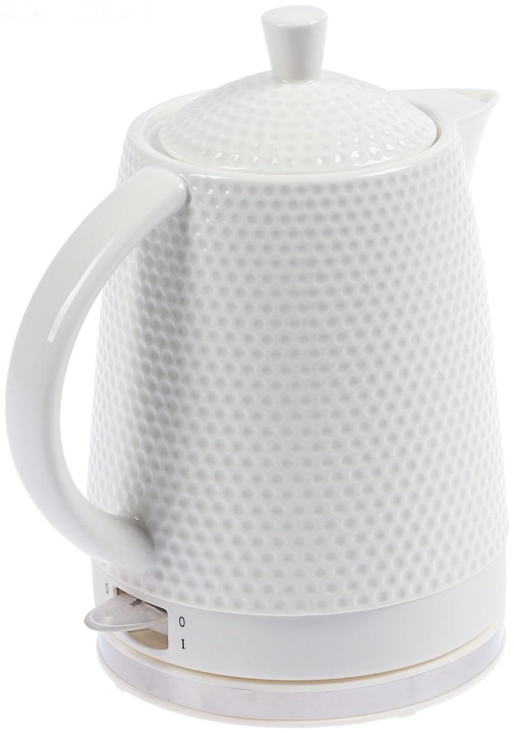 Чайник электрический Galaxy GL 0507, керамика, 1.8 л, 1400 Вт, автоотключение, белый