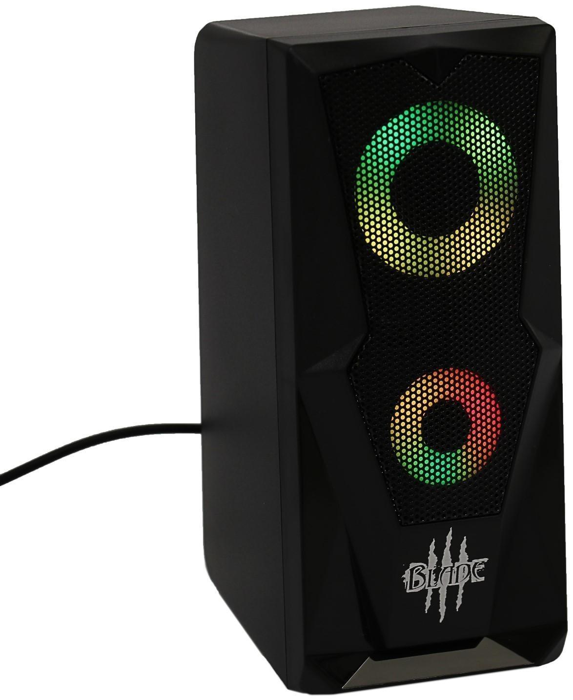 Компьютерные колонки 2.0 Qumo Blade AS001, 15 Вт, подсветка, черные