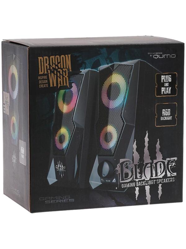 Компьютерные колонки 2.0 Qumo Blade AS001, 15 Вт, подсветка, черные