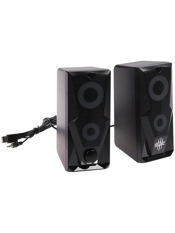 Компьютерные колонки 2.0 Qumo Blade AS001, 15 Вт, подсветка, черные