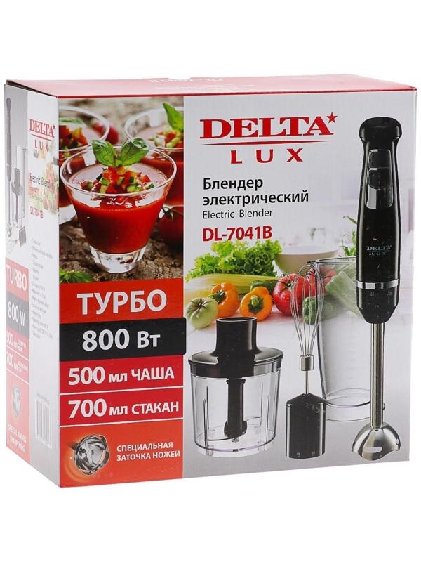 Блендер DELTA LUX DL-7041B, погружной, 800 Вт, 0.5/0.7 л, 1 скорость, черный