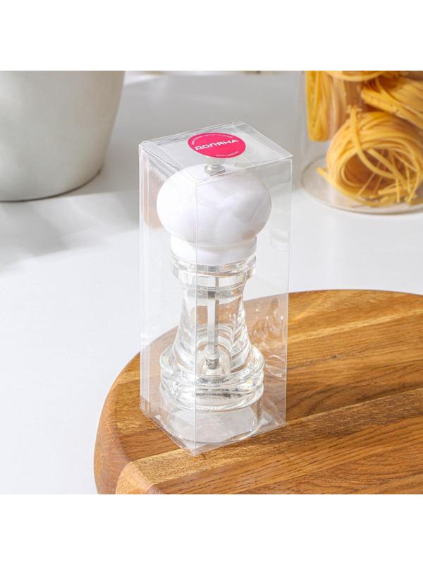 Мельница для специй «Скина», керамический механизм, 16 × 6 см, цвет белый