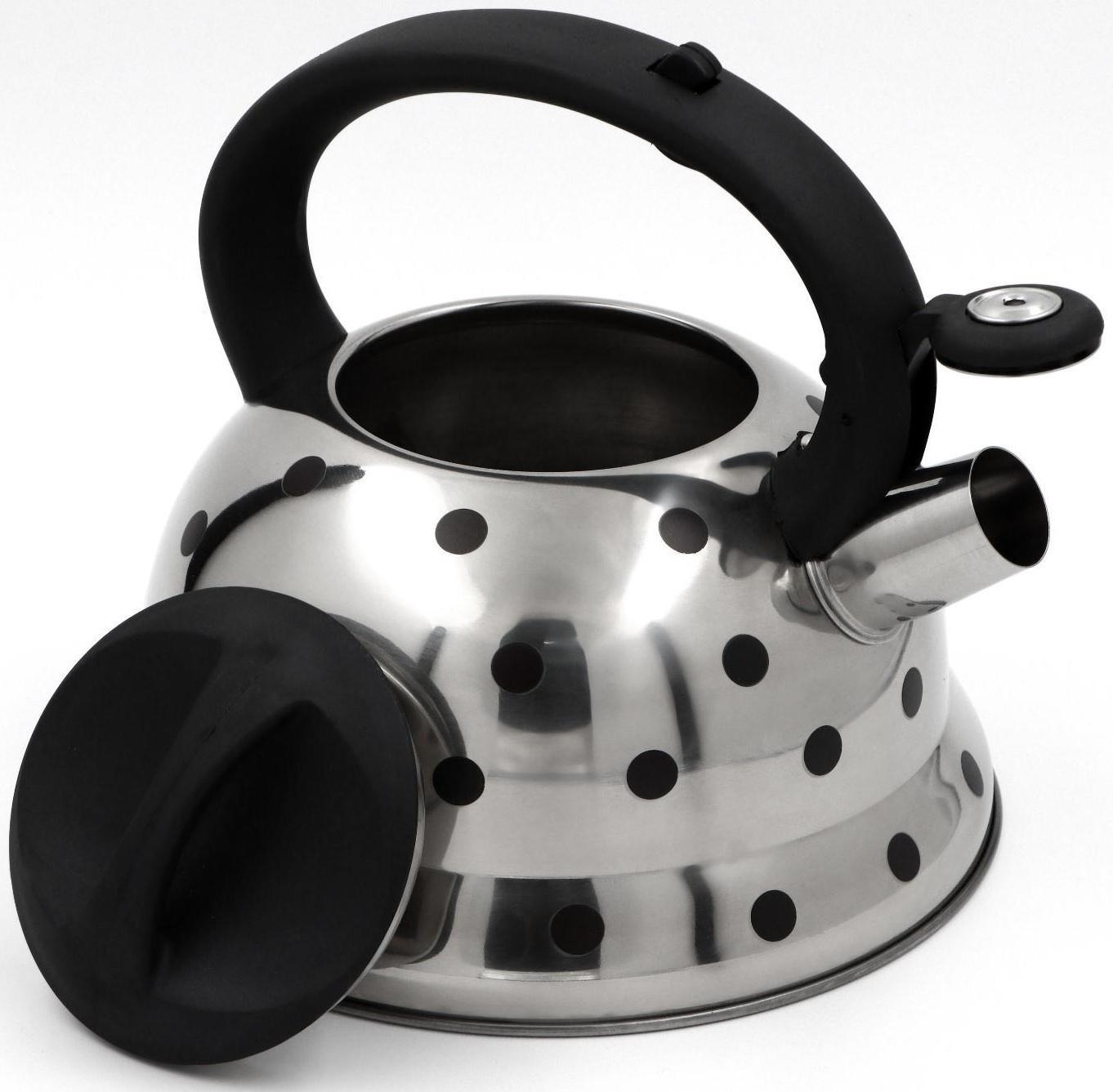 Чайник со свистком из нержавеющей стали Доляна «Горошек», 2,8 л, меняет цвет при нагреве