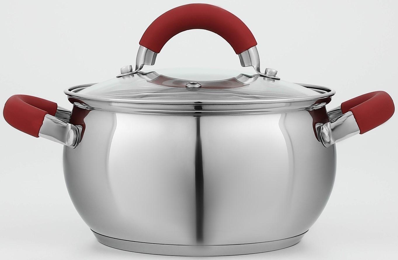 Кастрюля из нержавеющей стали Доляна «Вернер», 1,9 л, d=16 см, стеклянная крышка