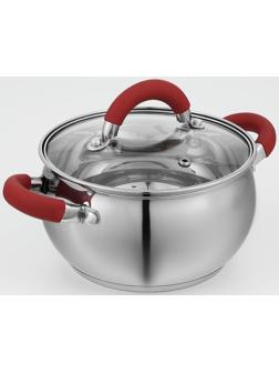 Кастрюля из нержавеющей стали Доляна «Вернер», 1,9 л, d=16 см, стеклянная крышка