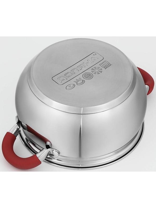 Кастрюля из нержавеющей стали Доляна «Вернер», 1,9 л, d=16 см, стеклянная крышка