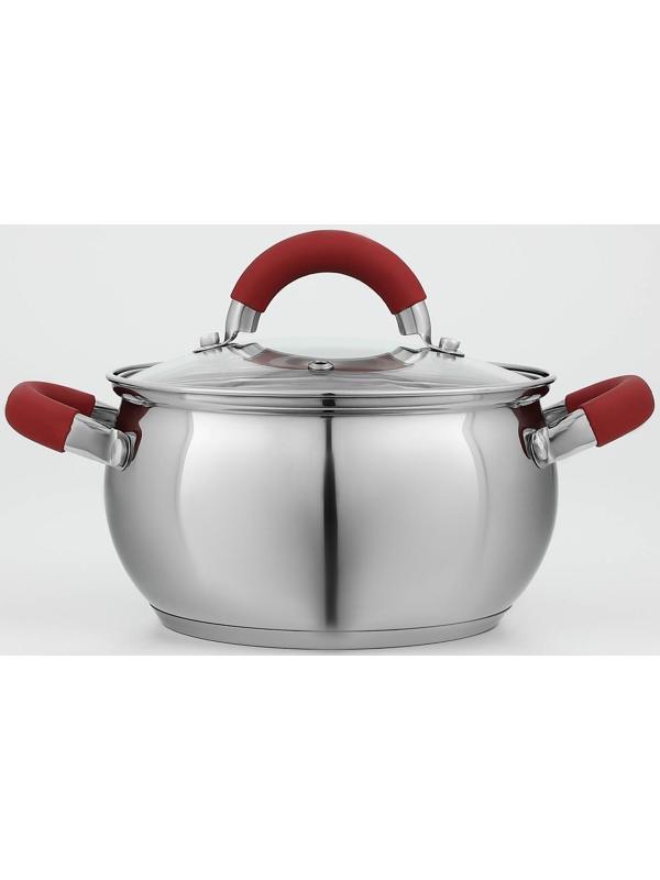 Кастрюля из нержавеющей стали Доляна «Вернер», 1,9 л, d=16 см, стеклянная крышка