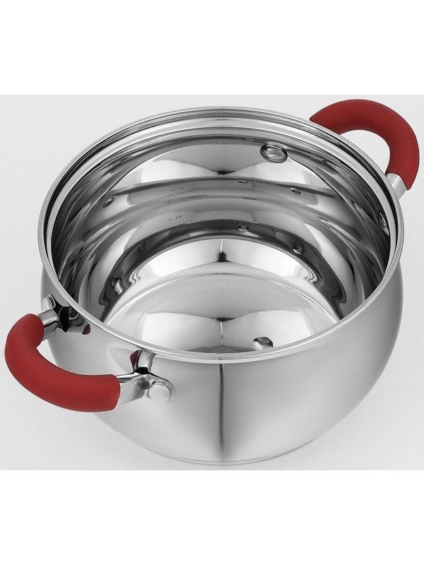 Кастрюля из нержавеющей стали Доляна «Вернер», 1,9 л, d=16 см, стеклянная крышка