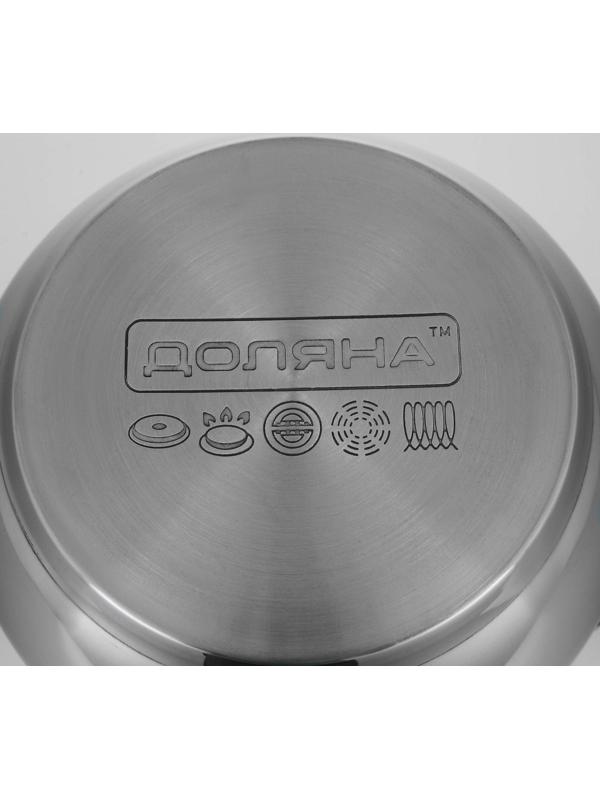 Кастрюля из нержавеющей стали Доляна «Вернер», 1,9 л, d=16 см, стеклянная крышка