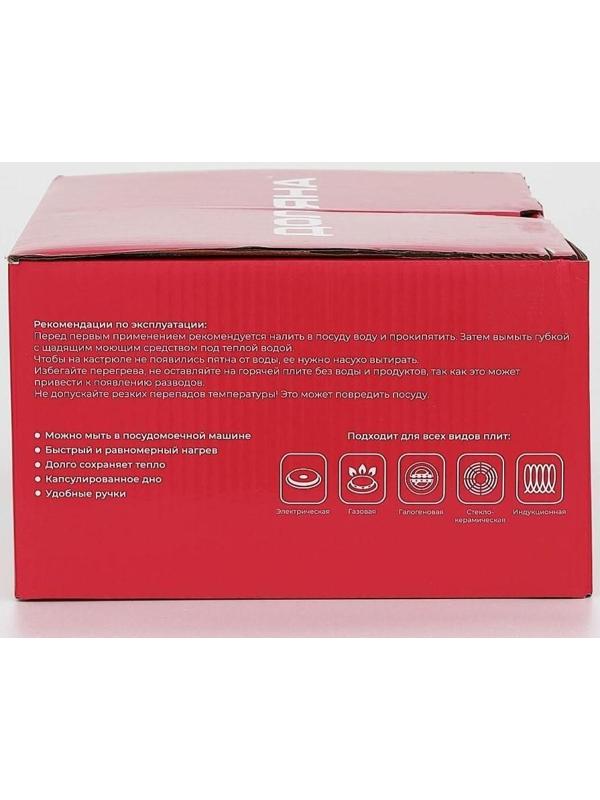 Кастрюля из нержавеющей стали Доляна «Вернер», 1,9 л, d=16 см, стеклянная крышка