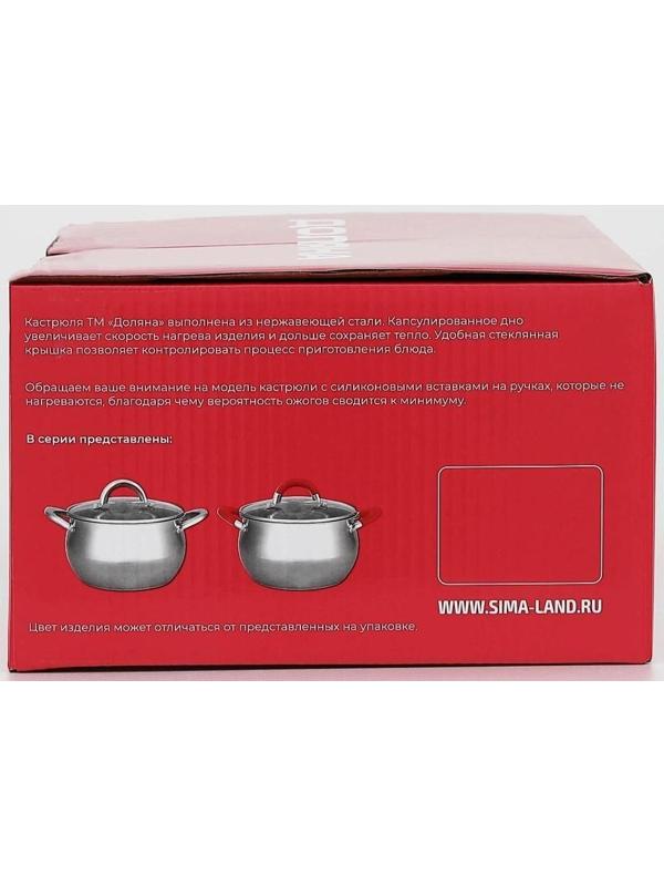 Кастрюля из нержавеющей стали Доляна «Вернер», 1,9 л, d=16 см, стеклянная крышка