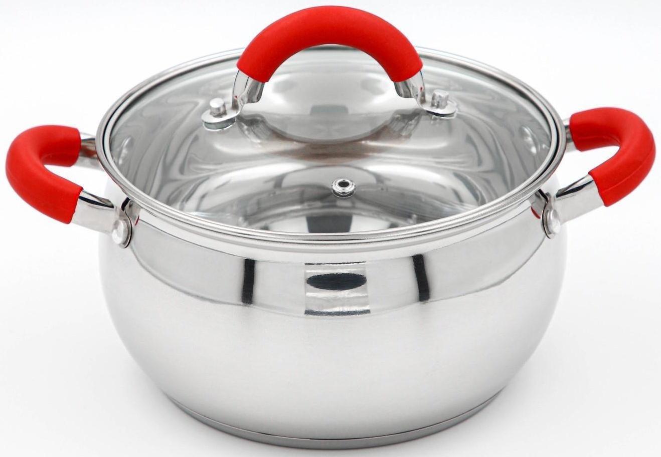 Кастрюля из нержавеющей стали Доляна «Вернер», 2,5 л, d=18 см, стеклянная крышка