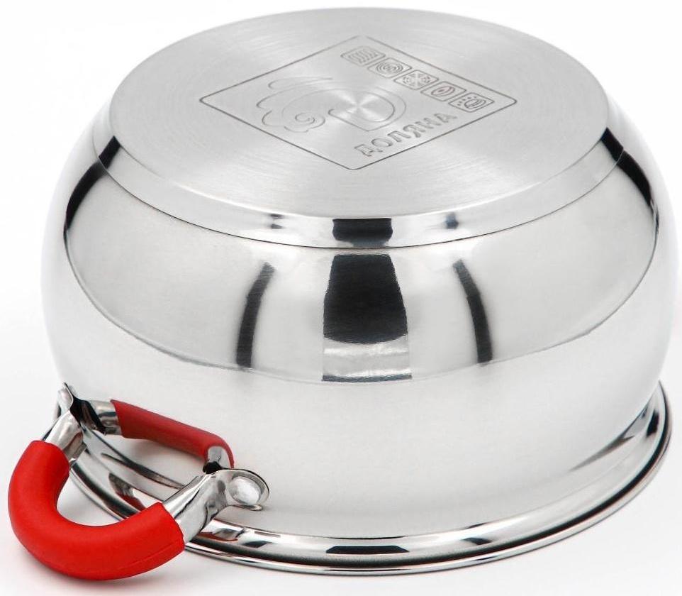 Кастрюля из нержавеющей стали Доляна «Вернер», 2,5 л, d=18 см, стеклянная крышка