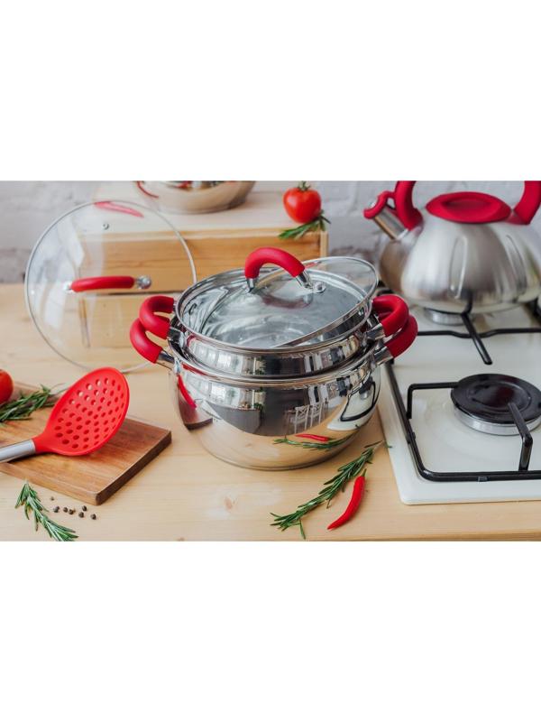 Кастрюля из нержавеющей стали Доляна «Вернер», 2,5 л, d=18 см, стеклянная крышка