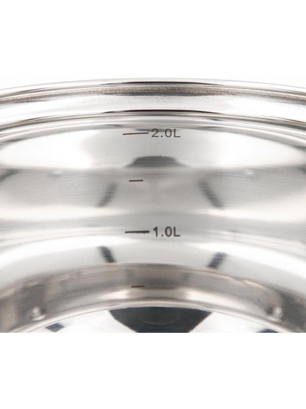 Кастрюля из нержавеющей стали Доляна «Вернер», 2,5 л, d=18 см, стеклянная крышка