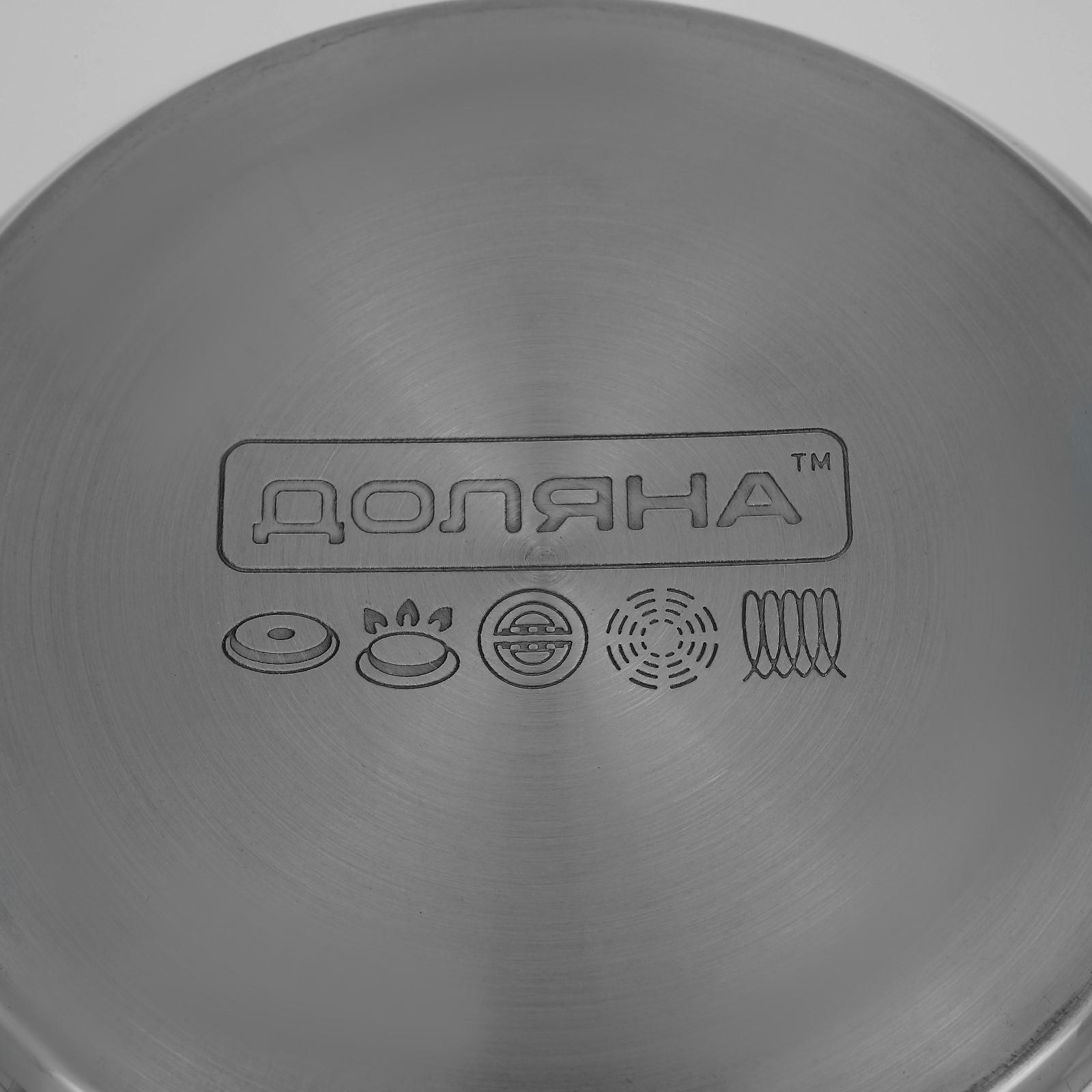 Кастрюля из нержавеющей стали Доляна «Гиперион», 3,5 л, d=20 см, стеклянная крышка