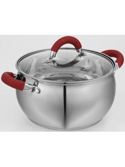 Кастрюля из нержавеющей стали Доляна «Гиперион», 3,5 л, d=20 см, стеклянная крышка