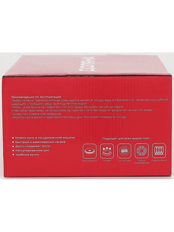 Кастрюля из нержавеющей стали Доляна «Гиперион», 3,5 л, d=20 см, стеклянная крышка