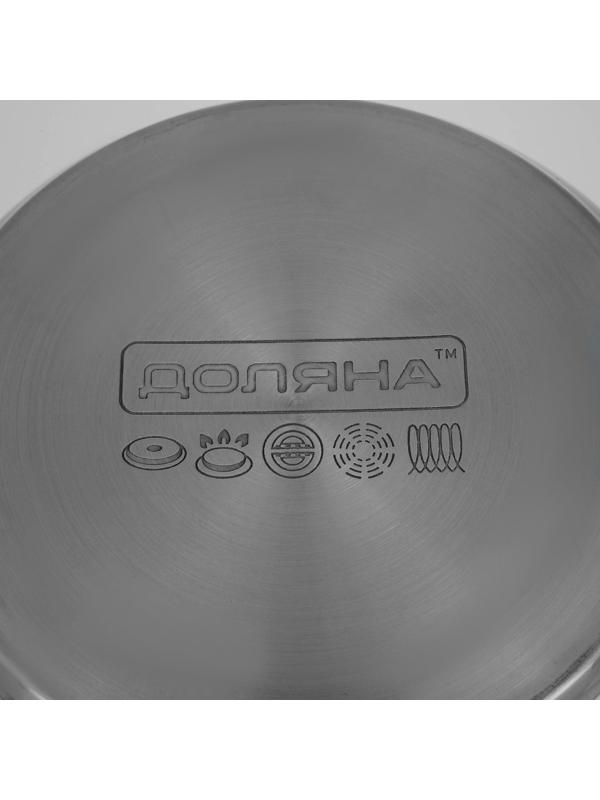 Кастрюля из нержавеющей стали Доляна «Гиперион», 3,5 л, d=20 см, стеклянная крышка