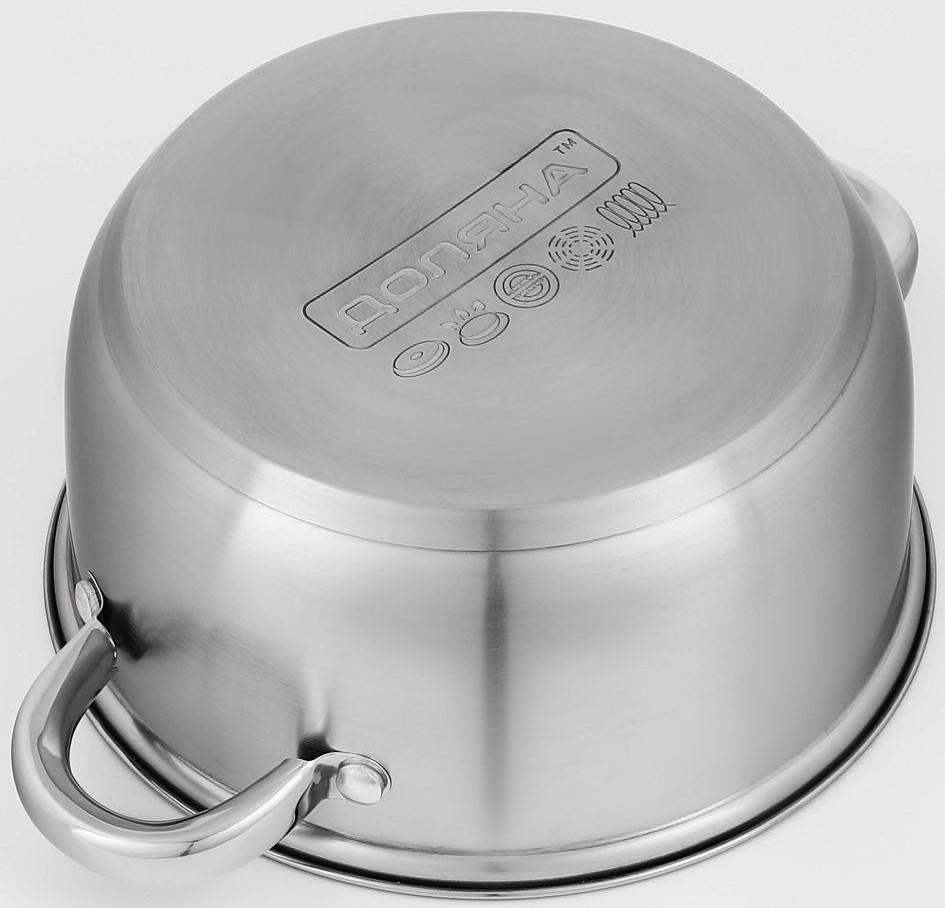 Кастрюля из нержавеющей стали Доляна «Гретте», 2,3 л, d=18 см, стеклянная крышка, капсульное дно, индукция