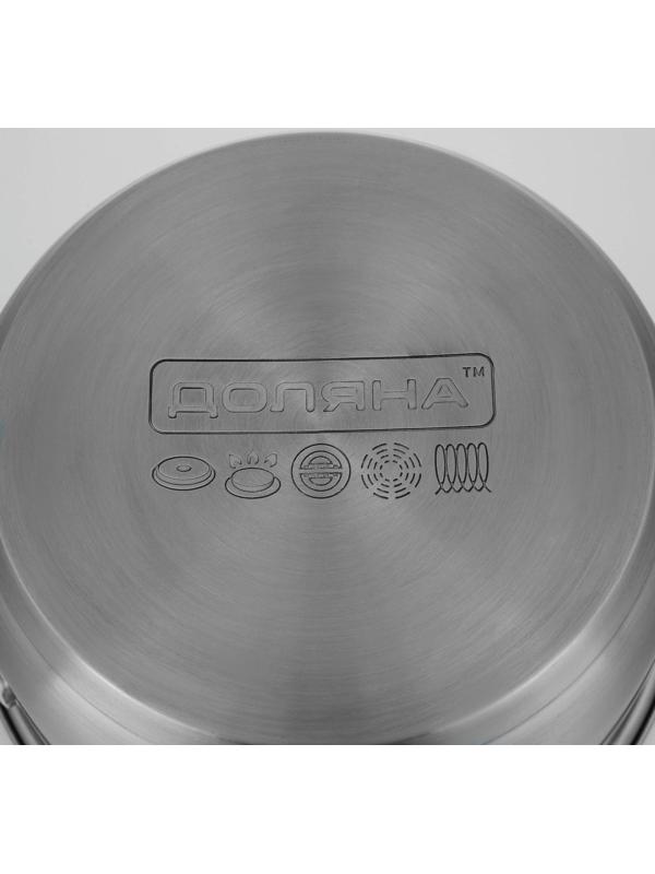 Кастрюля из нержавеющей стали Доляна «Гретте», 2,3 л, d=18 см, стеклянная крышка, капсульное дно, индукция