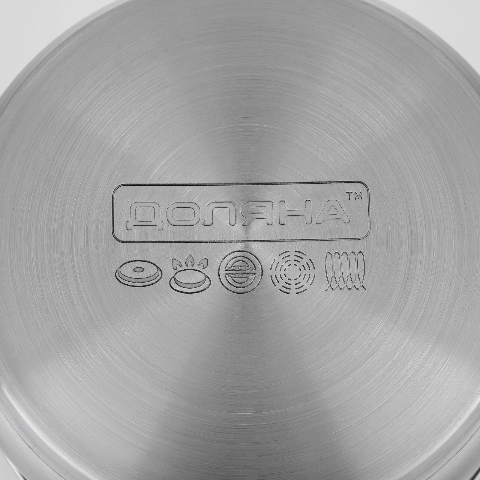 Кастрюля из нержавеющей стали Доляна «Гретте», 3,2 л, d=20 см, стеклянная крышка, капсульное дно, индукция