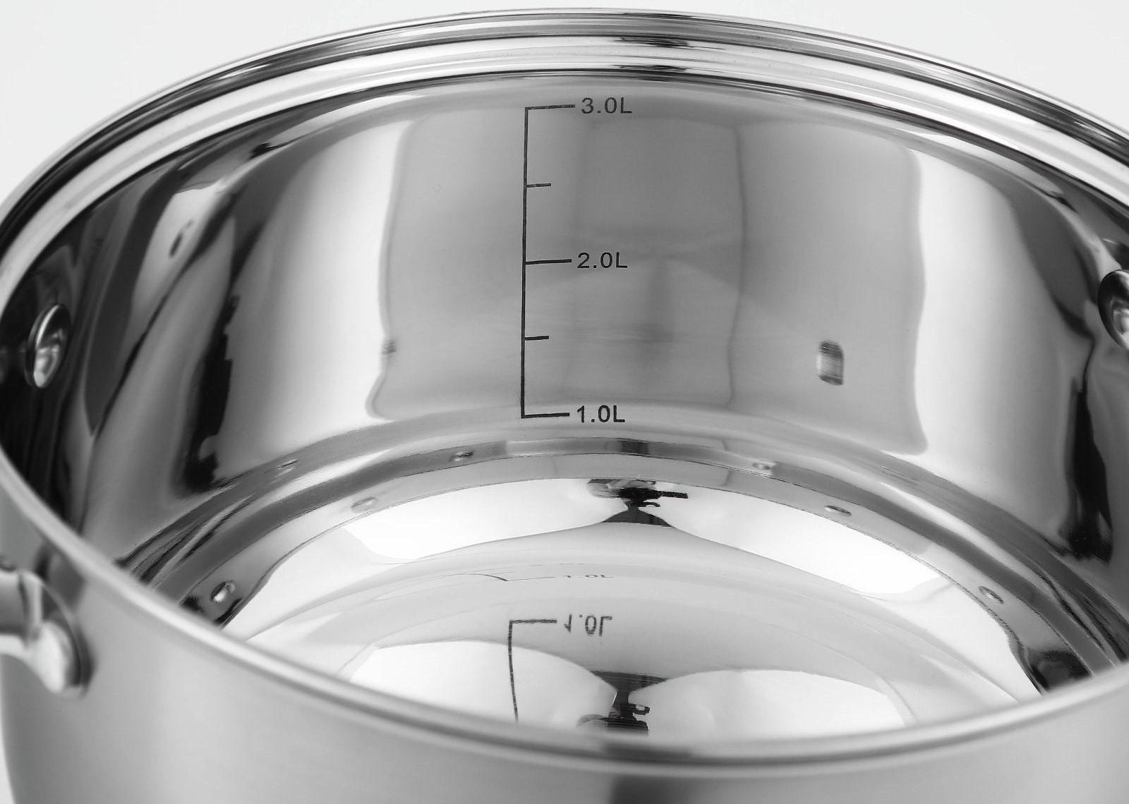 Кастрюля из нержавеющей стали Доляна «Гретте», 3,2 л, d=20 см, стеклянная крышка, капсульное дно, индукция