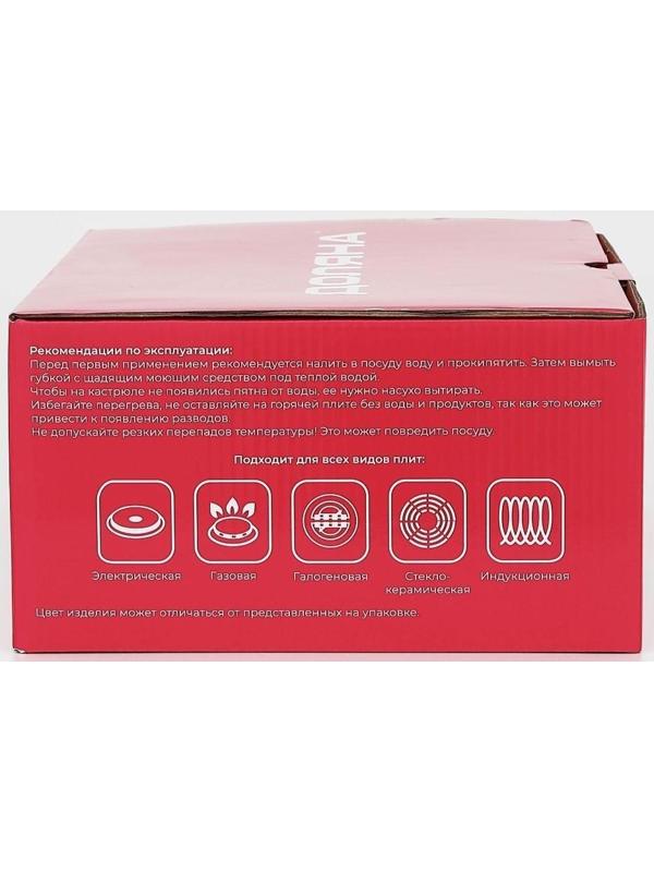 Кастрюля из нержавеющей стали Доляна «Гретте», 3,2 л, d=20 см, стеклянная крышка, капсульное дно, индукция