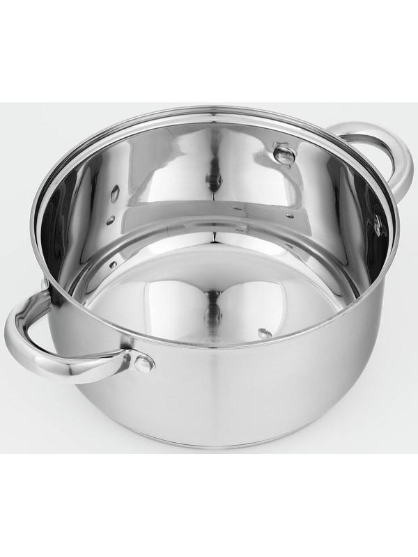 Кастрюля из нержавеющей стали Доляна «Гретте», 3,2 л, d=20 см, стеклянная крышка, капсульное дно, индукция