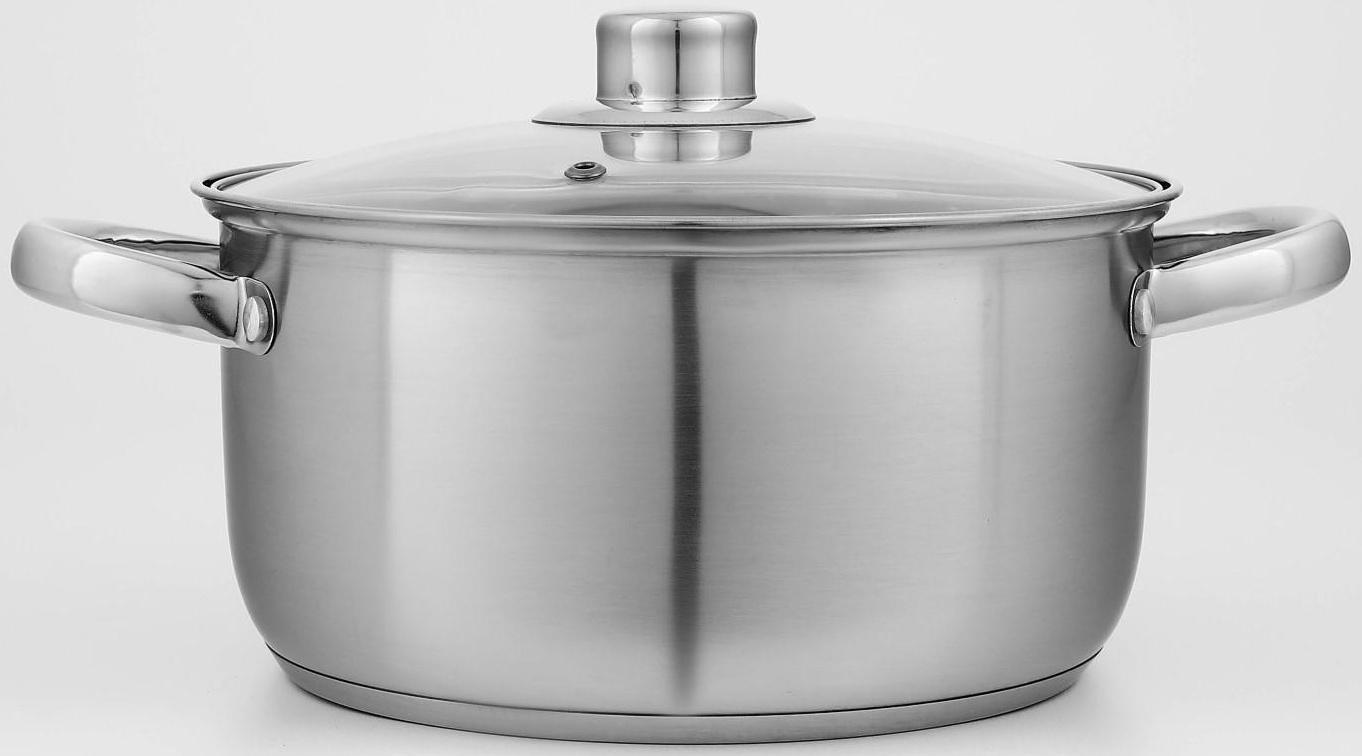 Кастрюля из нержавеющей стали Доляна «Гретте», 4,2 л, d=22 см, стеклянная крышка, капсульное дно, индукция