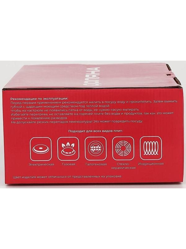 Кастрюля из нержавеющей стали Доляна «Гретте», 4,2 л, d=22 см, стеклянная крышка, капсульное дно, индукция