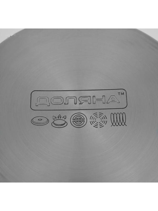 Кастрюля из нержавеющей стали Доляна «Гретте», 4,2 л, d=22 см, стеклянная крышка, капсульное дно, индукция